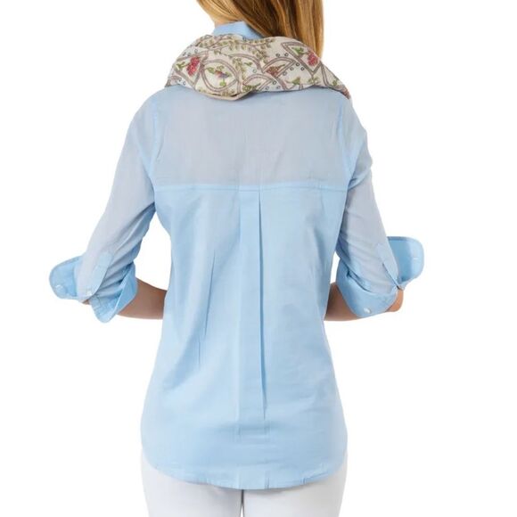 Gretchen Scott Button Down Cotton Shirt Sleek Voile Small - Picture 2 of 8